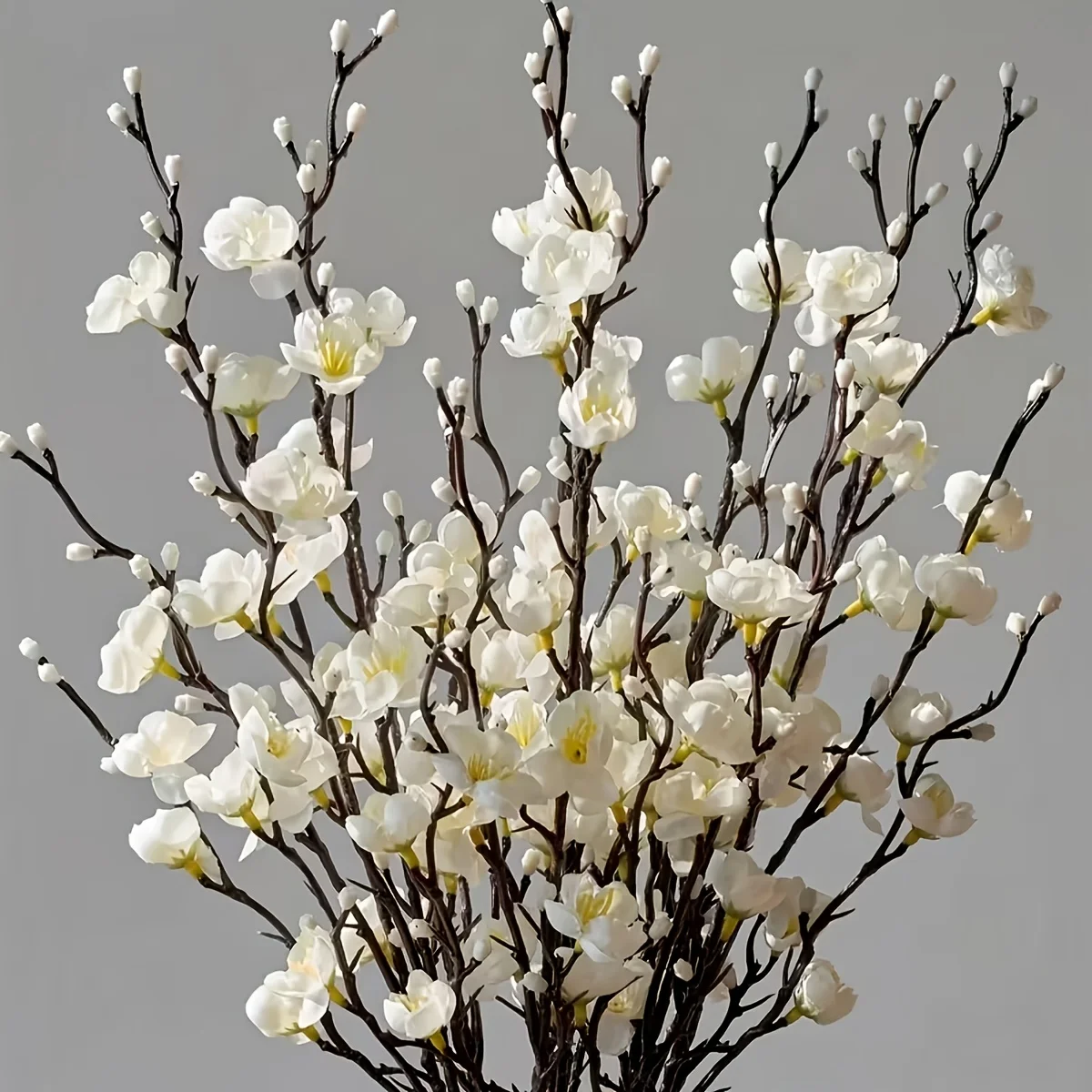 kf-S367b36e3238d4cbcba291191c99f3030W 5 Bundles of Artificial White Long-Stemmed Plum Blossoms - Realistic Jade Flowers,for Outdoor/Indoor Decor,Suitable for Home - Image 1
