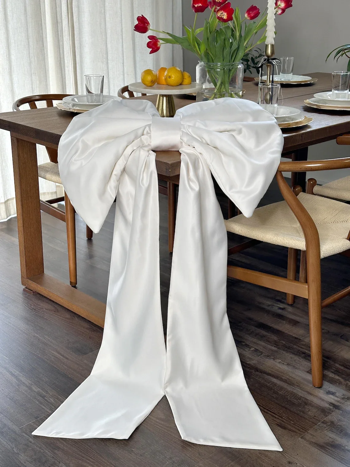kf-S3eeb9043147248718ba57f7163cfbc2bo Satin Large Bow Party Decor Bridal Shower Elegant Accent & Birthday Sweet Decoration Reusable for Festivities Wedding Decoration - Image 1