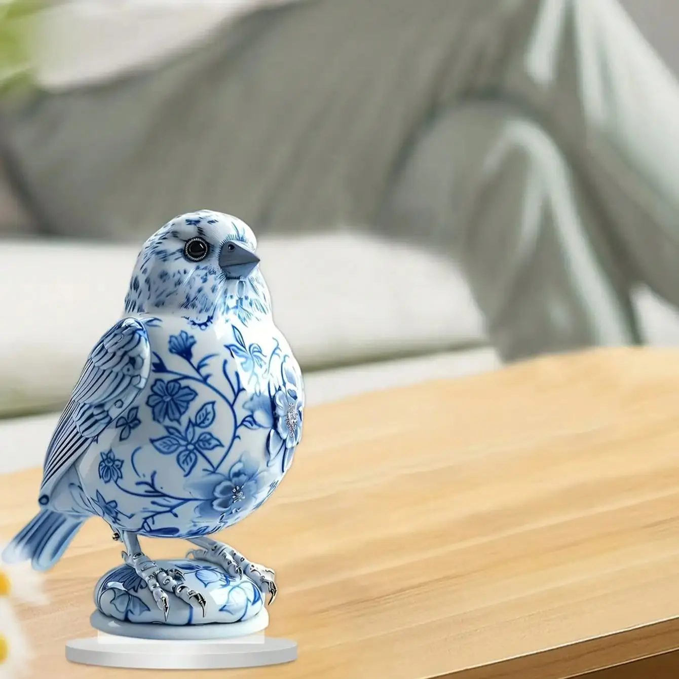 kf-S77ca07a209b44a2ea6cd2bf722e30a93Y Charming Blue and White Porcelain Bird Room Decoration, Suitable for Indoor and Outdoor Decoration of offices and Terrace - Image 1
