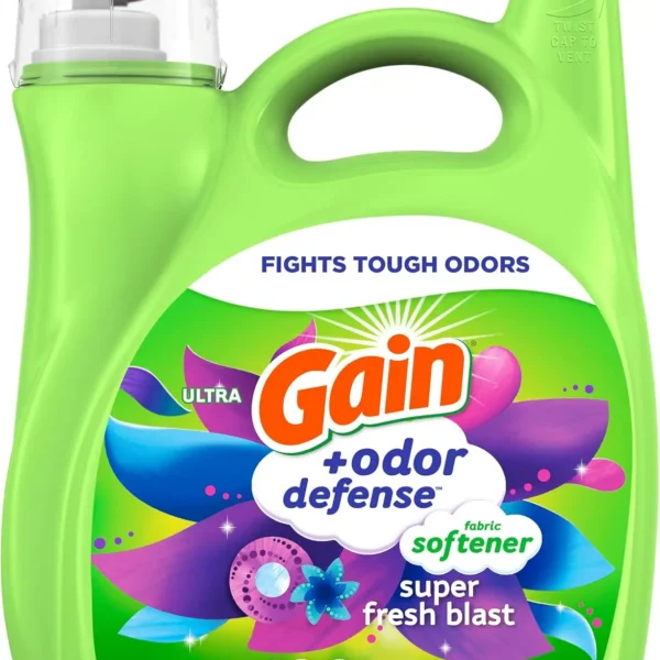 Super Fresh Blast Scent Liquid Fabric Softener, 140 FL OZ for 190 Loads, 2-in-1 Freshness and Odor Protection