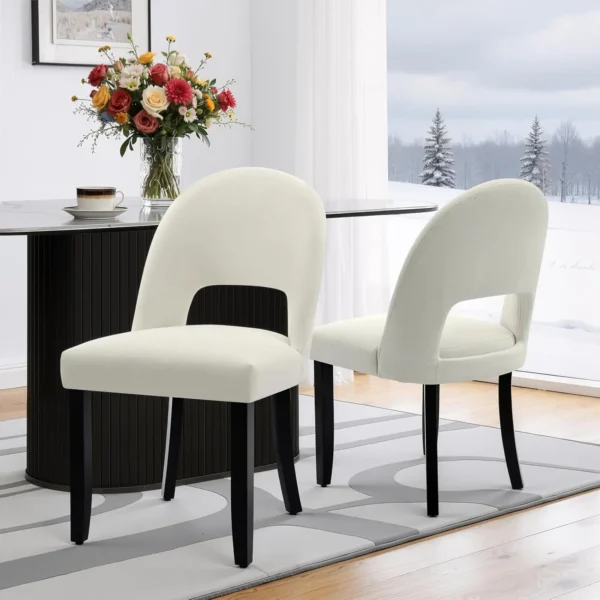 Upholstered Dining Chairs Set of 2, Mid Century Modern Dining Kitchen Chairs with Solid Wood Legs & Fabric Backret, Customized