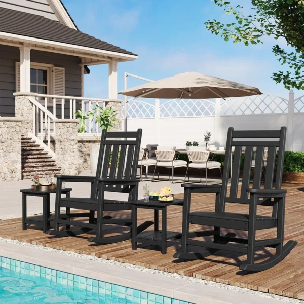 Outdoor Rocking Chair, All-Weather HDPE Patio Rocking Chairs for Adults, 380lbs Weight Capacity, Ergonomic Design, for Porch