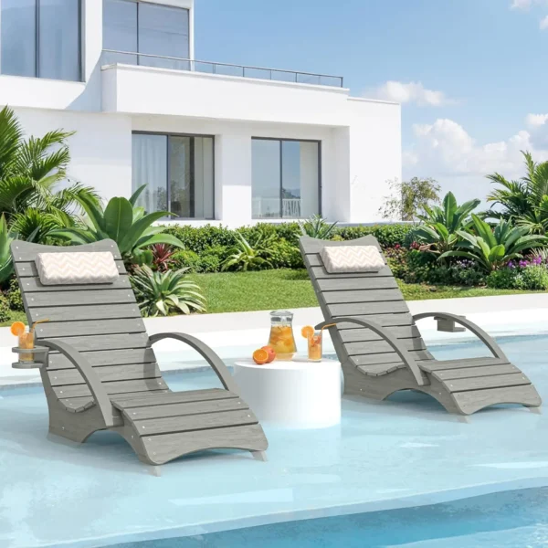 Pool Lounge Chairs Set of 2, Shallow Water 8-10 Inches Deep, HDPS Fade Resistant Pool Tanning Chair with Armrest,, Customized